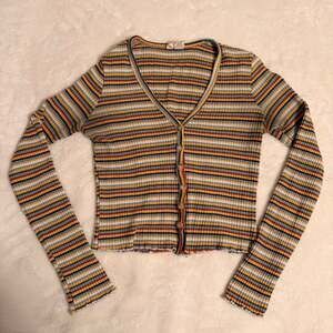 Sky and Sparrow Striped Lettuce Edge Crop Top